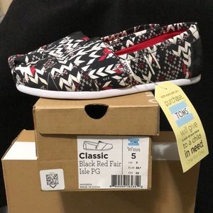 Toms Classic Black Red Fair Isle PG Prabal Gurung